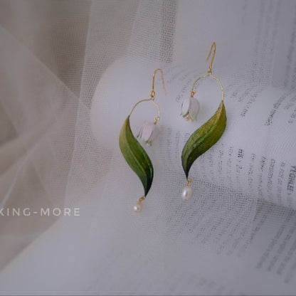 Cowhide Bell Orchid Earrings