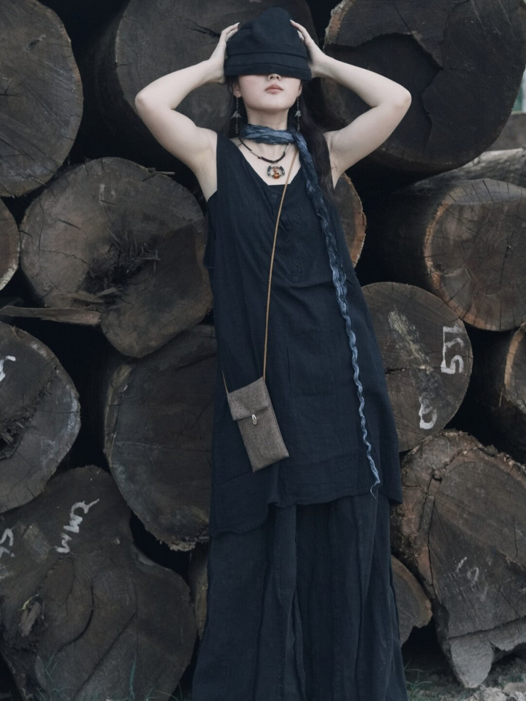 Leather Braided Sandalwood Glass Necklace