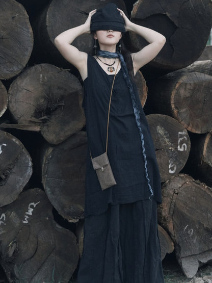 Leather Braided Sandalwood Glass Necklace