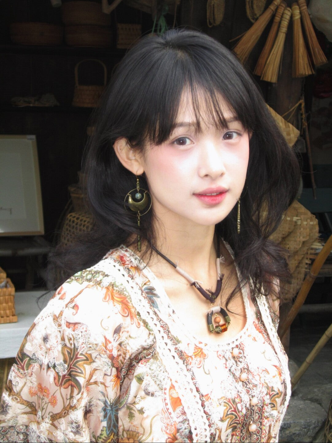 Leather Braided Sandalwood Glass Necklace