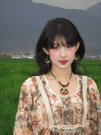 Leather Braided Sandalwood Glass Necklace