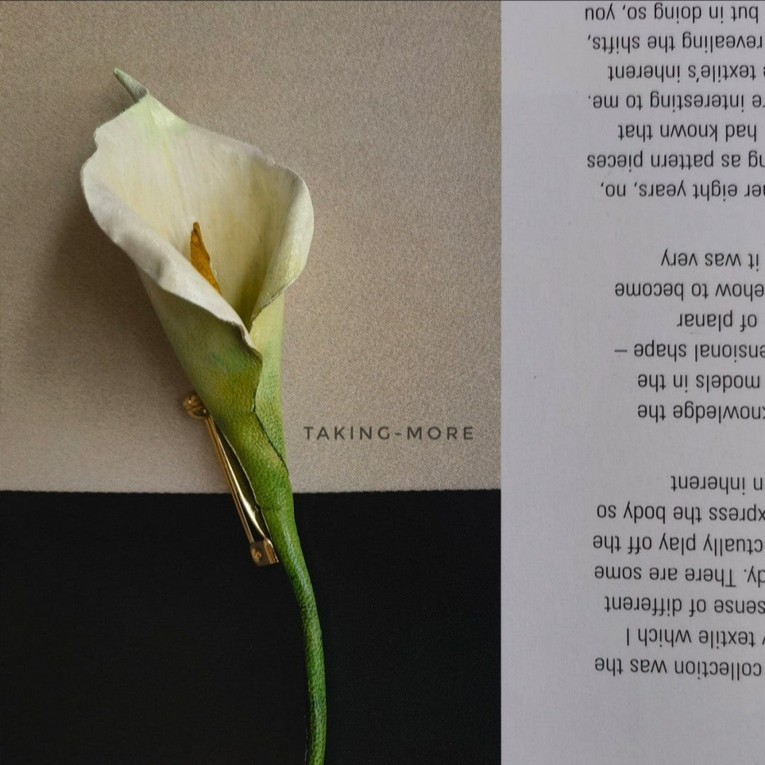 Cowhide Calla Lily Flower Earrings
