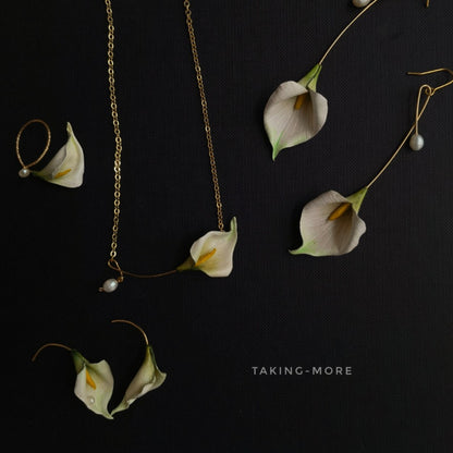 Cowhide Calla Lily Flower Earrings