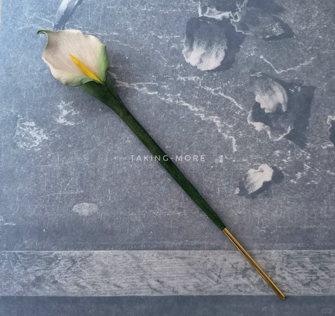Cowhide Calla Lily Flower Earrings