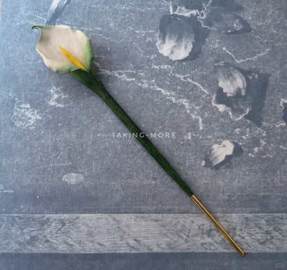 Cowhide Calla Lily Flower Earrings