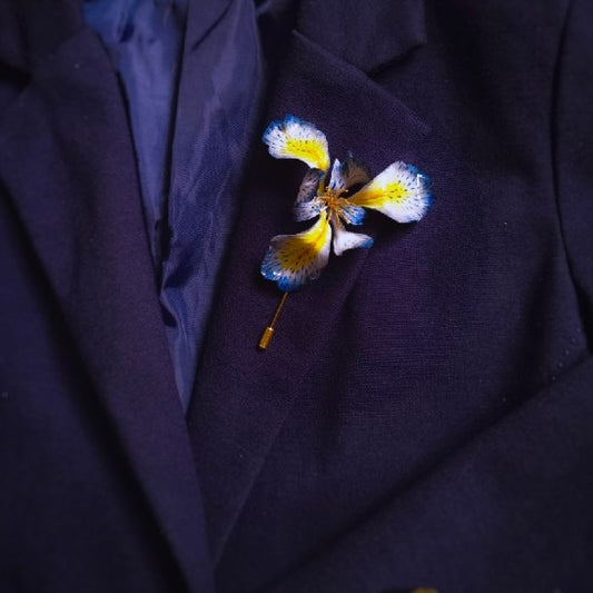 Cowhide Iris Brooch