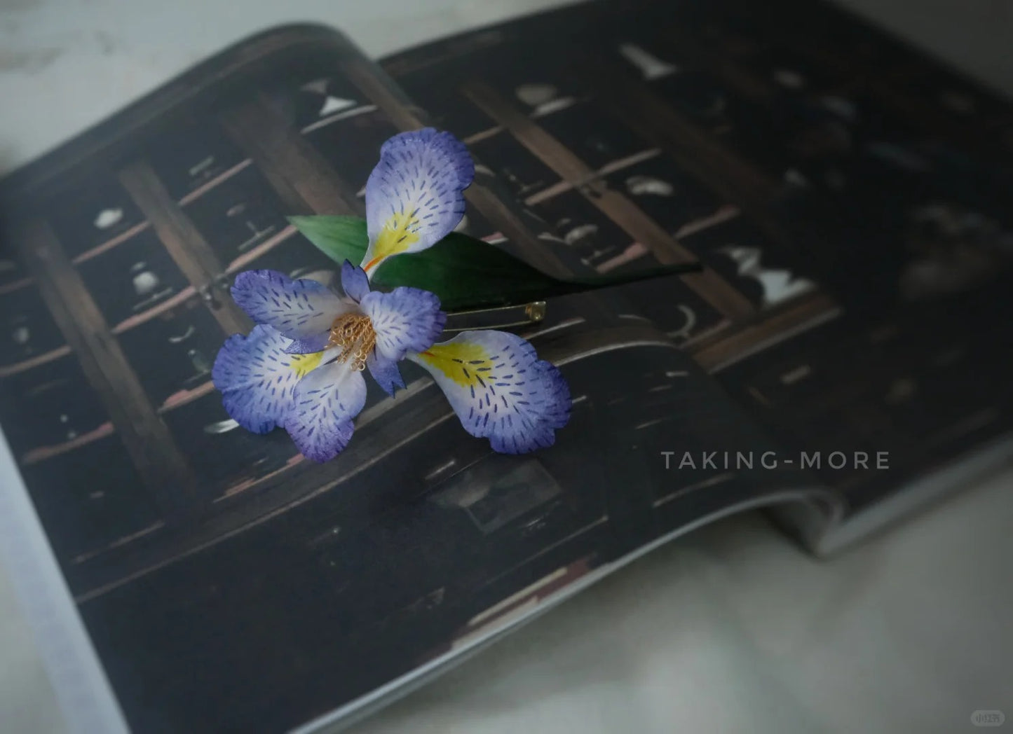 Cowhide Iris Brooch