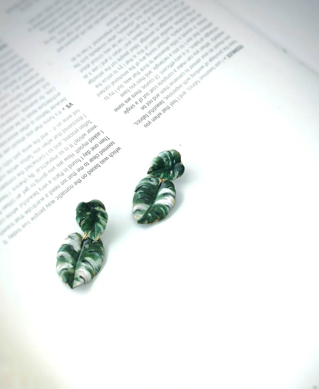 Cowhide Monstera Deliciosa Earrings