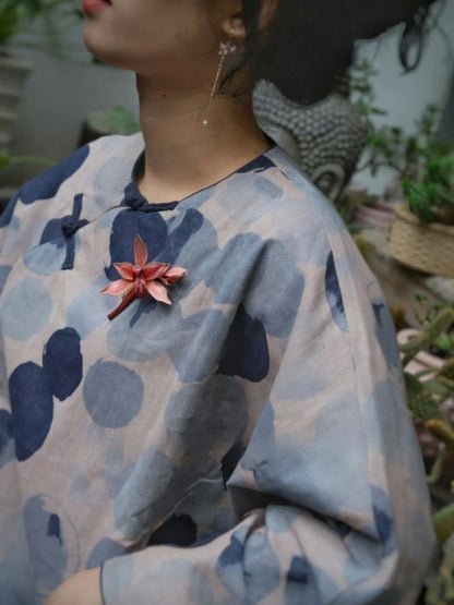 Cowhide Orchid Brooch