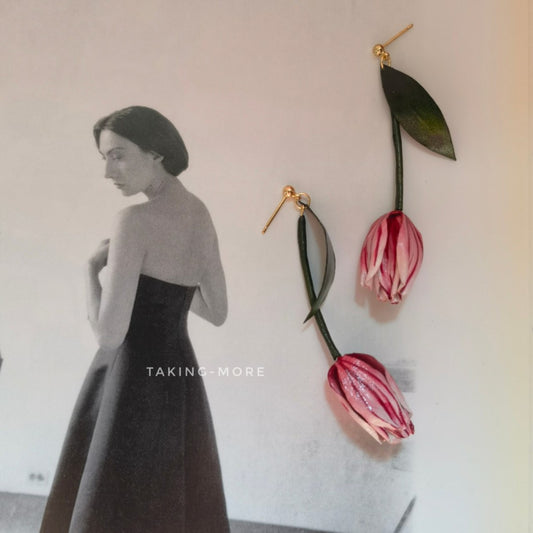 Cowhide Tulip Earrings
