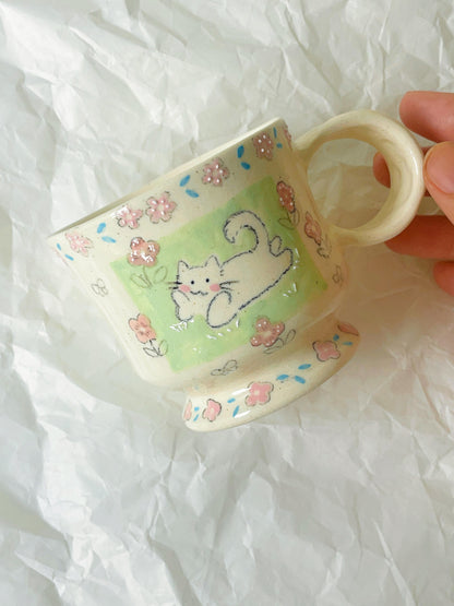 Cozy Garden Cat Ceramic Mug