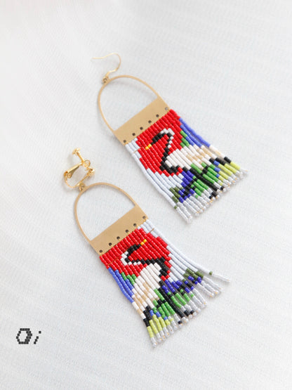 Crane Pattern MIYUKI Beaded Earrings