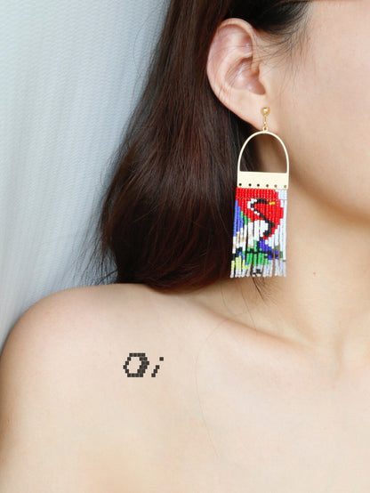 Crane Pattern MIYUKI Beaded Earrings