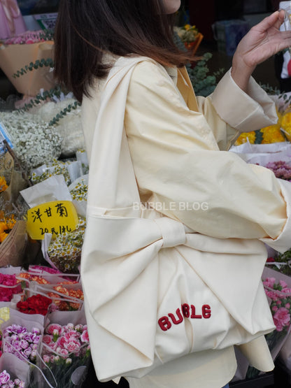 Cream Bow Shoulder Bag