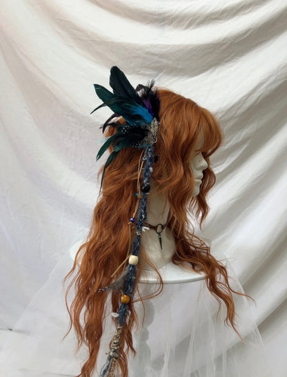 Creative Feather Bead Tassel Ear Cuff | Hat | Three Fleas