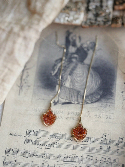 Crimson Agate Beads Geometric Earrings