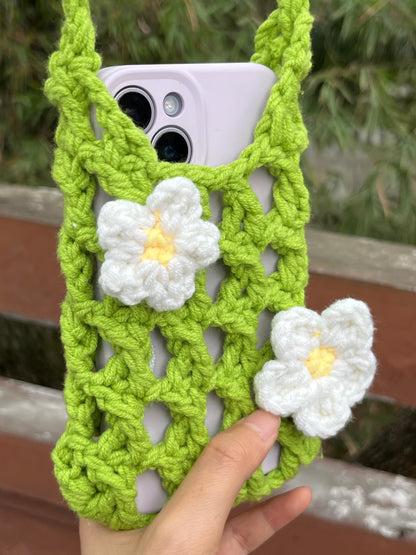 Handmade Crochet Flower Crossbody Phone Bag