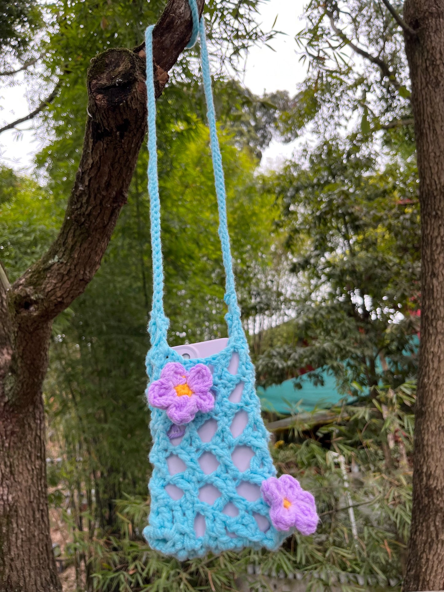 Handmade Crochet Flower Crossbody Phone Bag