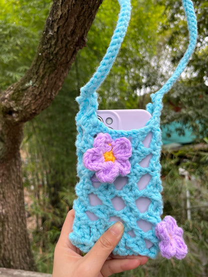 Handmade Crochet Flower Crossbody Phone Bag