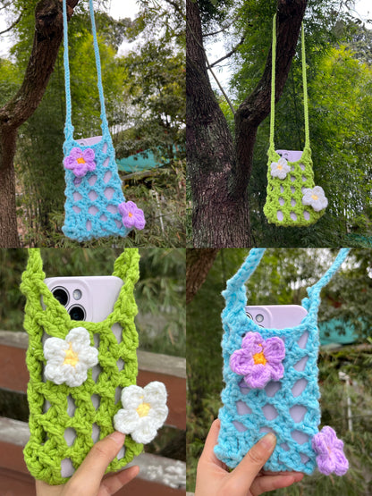 Handmade Crochet Flower Crossbody Phone Bag