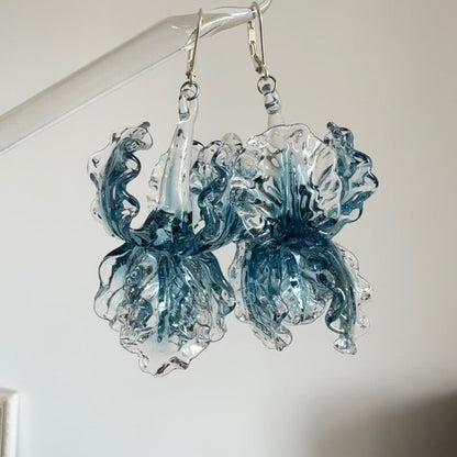 Blue Iris Glass Earrings