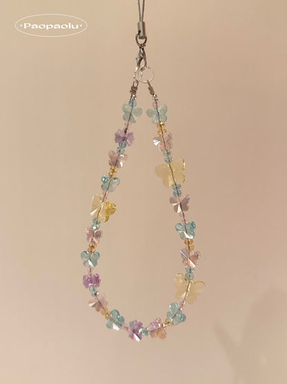 Crystal Colorful Butterfly Beaded Phone Charm