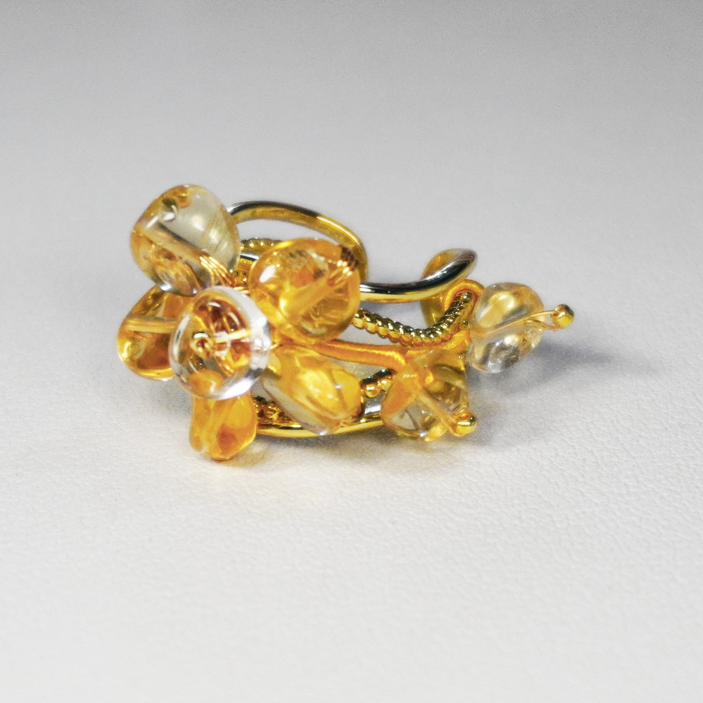 Crystal Flower Open-end Ring