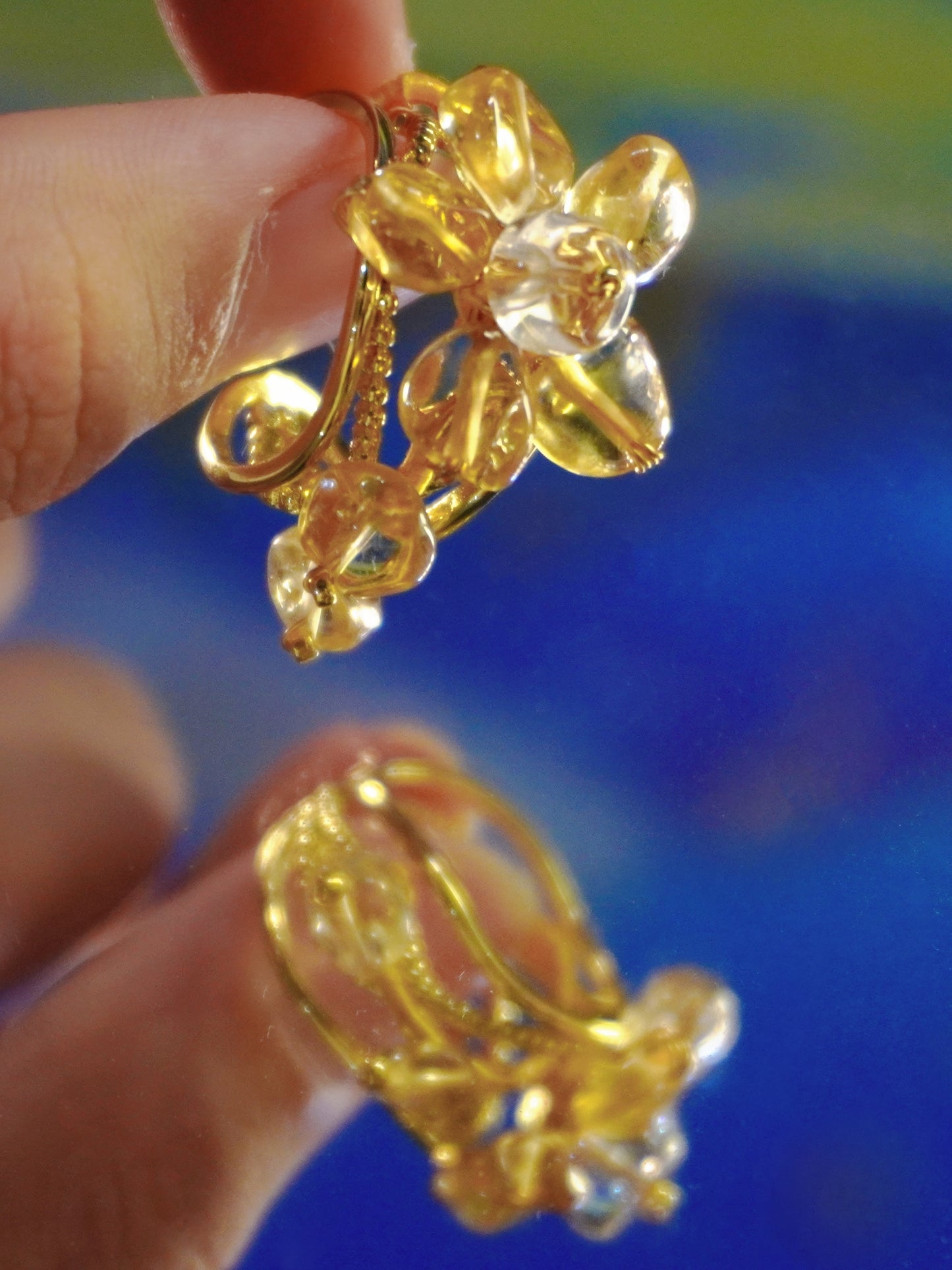 Crystal Flower Open-end Ring