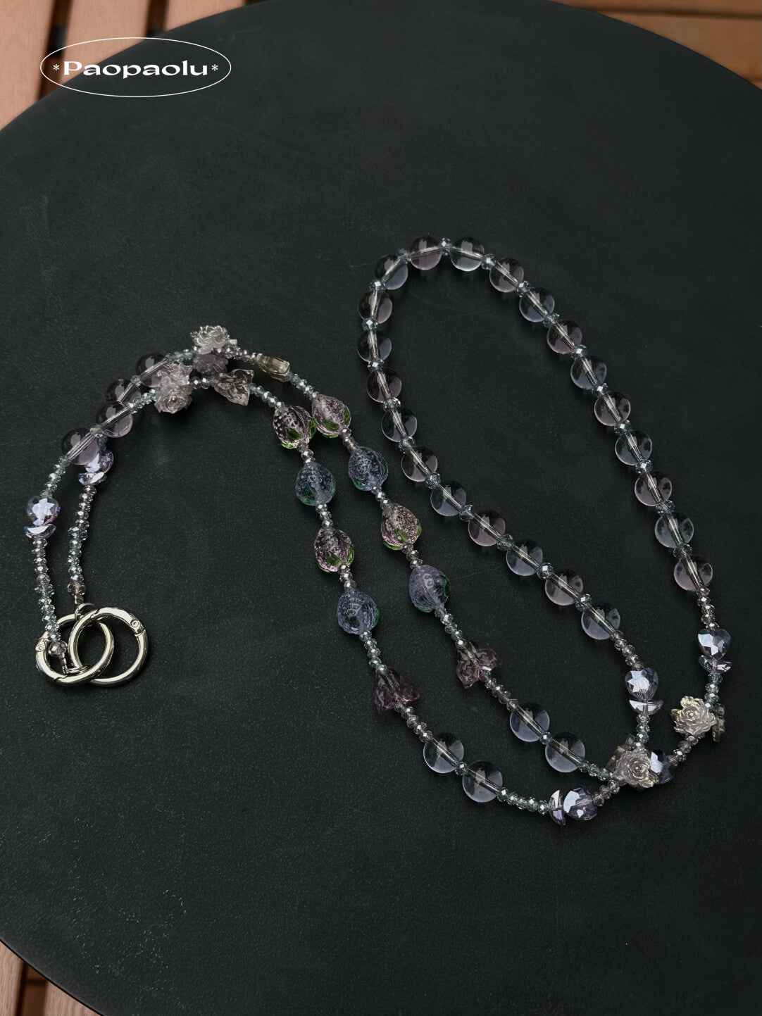 Crystal Strawberry Glow Beaded Long Phone Chain