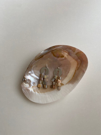 Cube Shell Drop Earrings