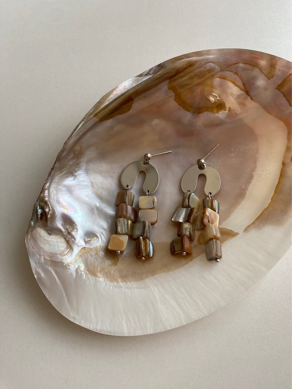 Cube Shell Drop Earrings