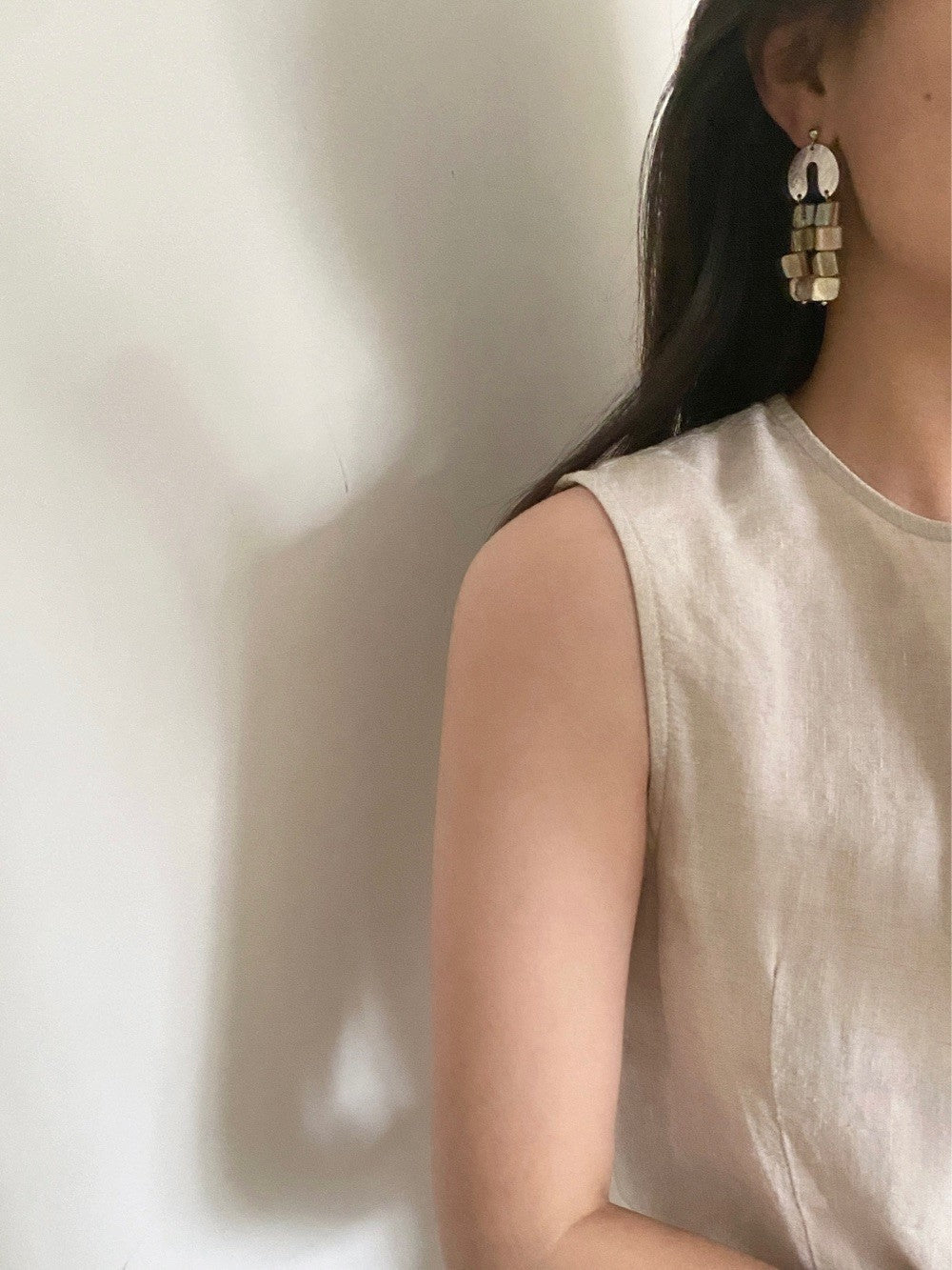 Cube Shell Drop Earrings