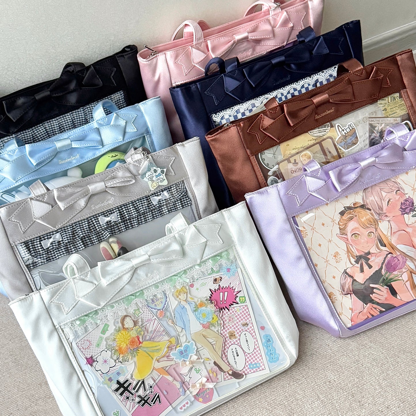 Cute Bow Satin Large-Capacity Tote Ita Bag
