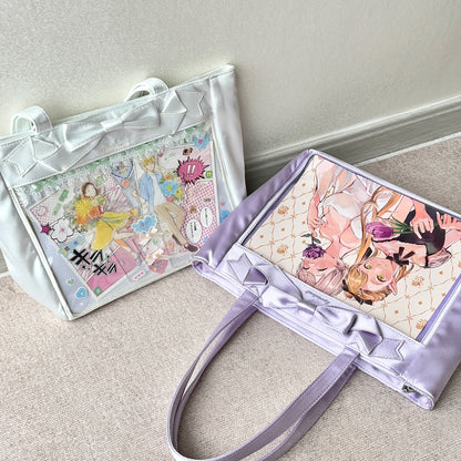 Cute Bow Satin Large-Capacity Tote Ita Bag