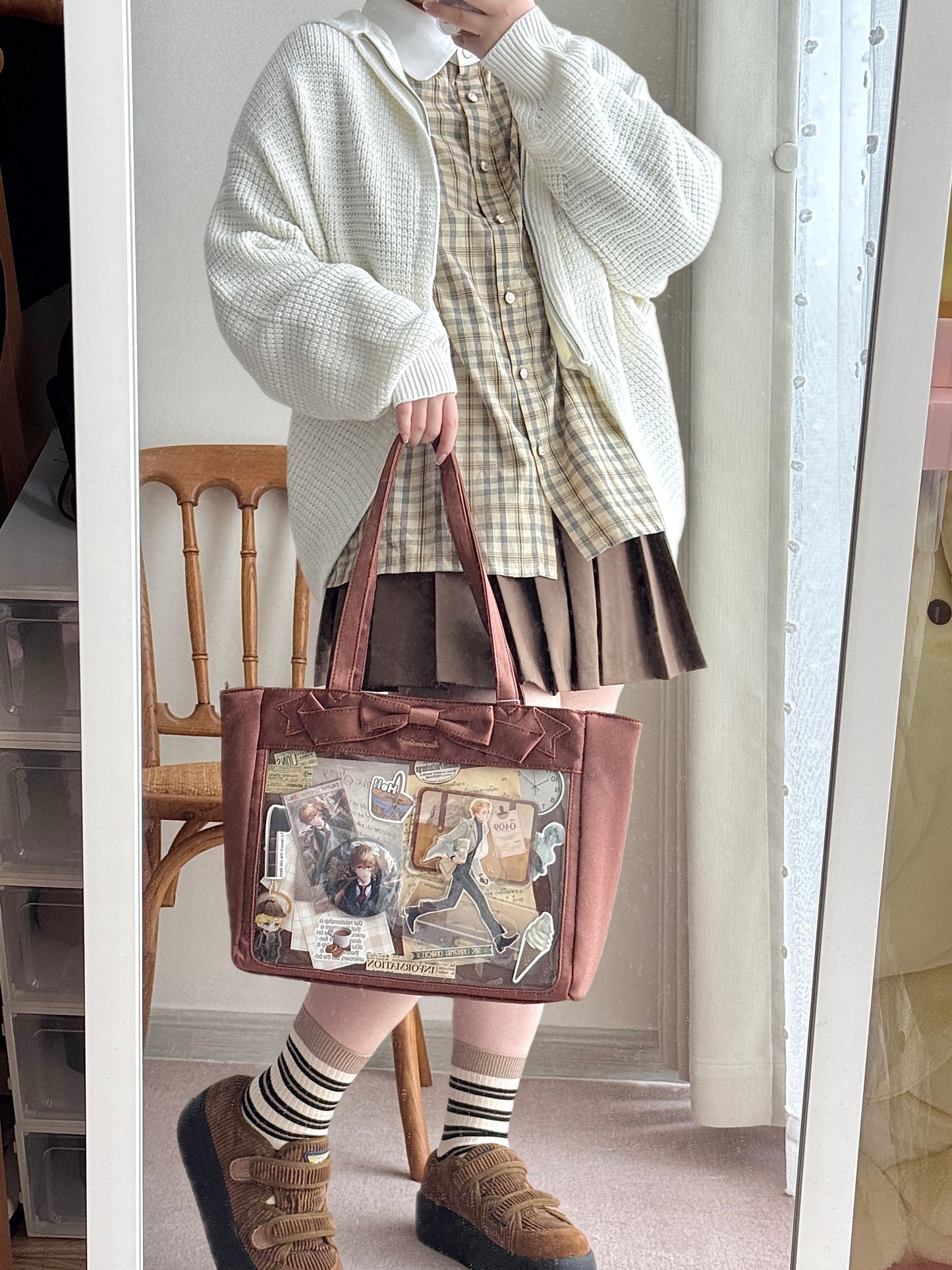 Cute Bow Satin Large-Capacity Tote Ita Bag