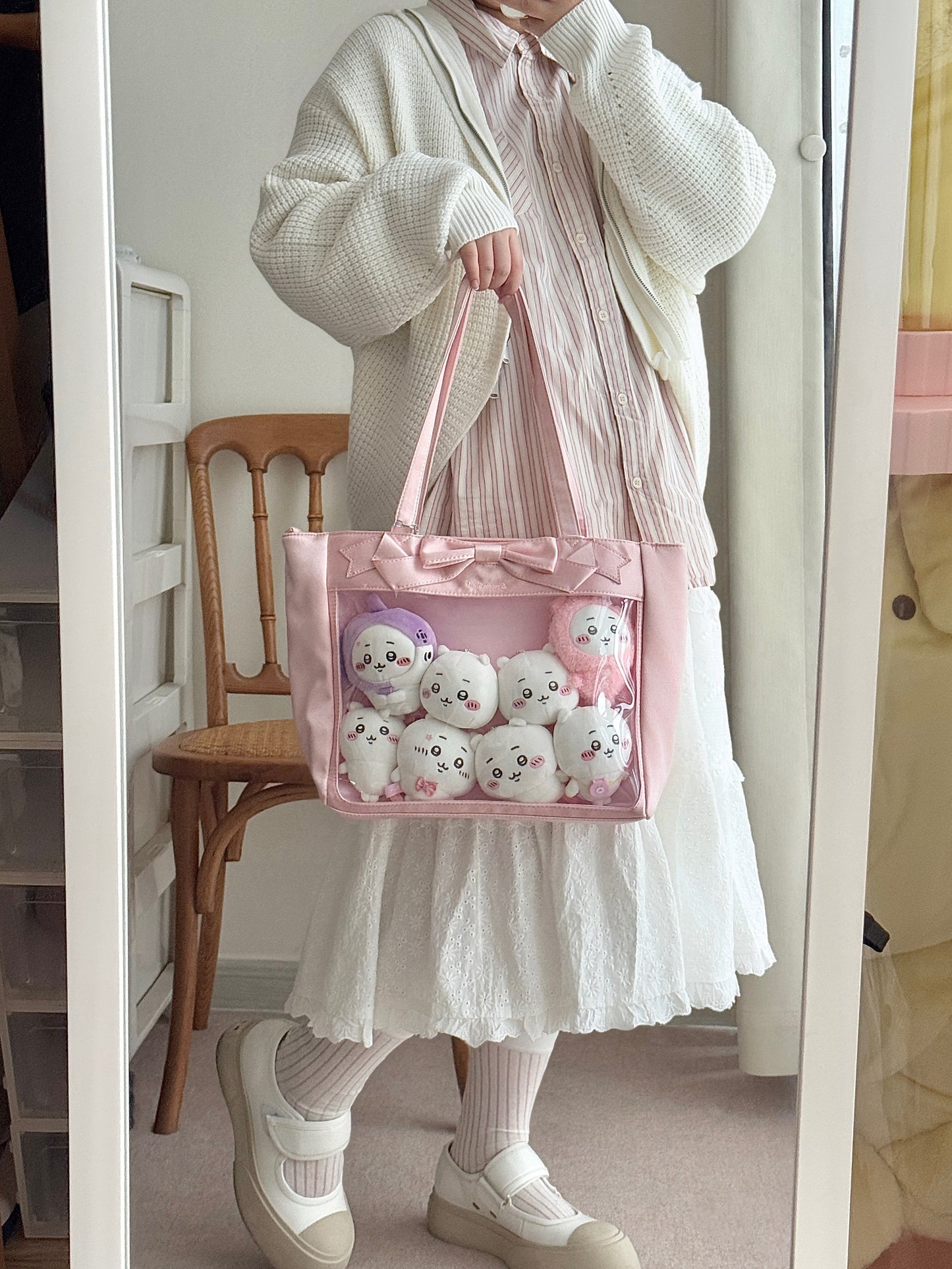Cute Bow Satin Large-Capacity Tote Ita Bag