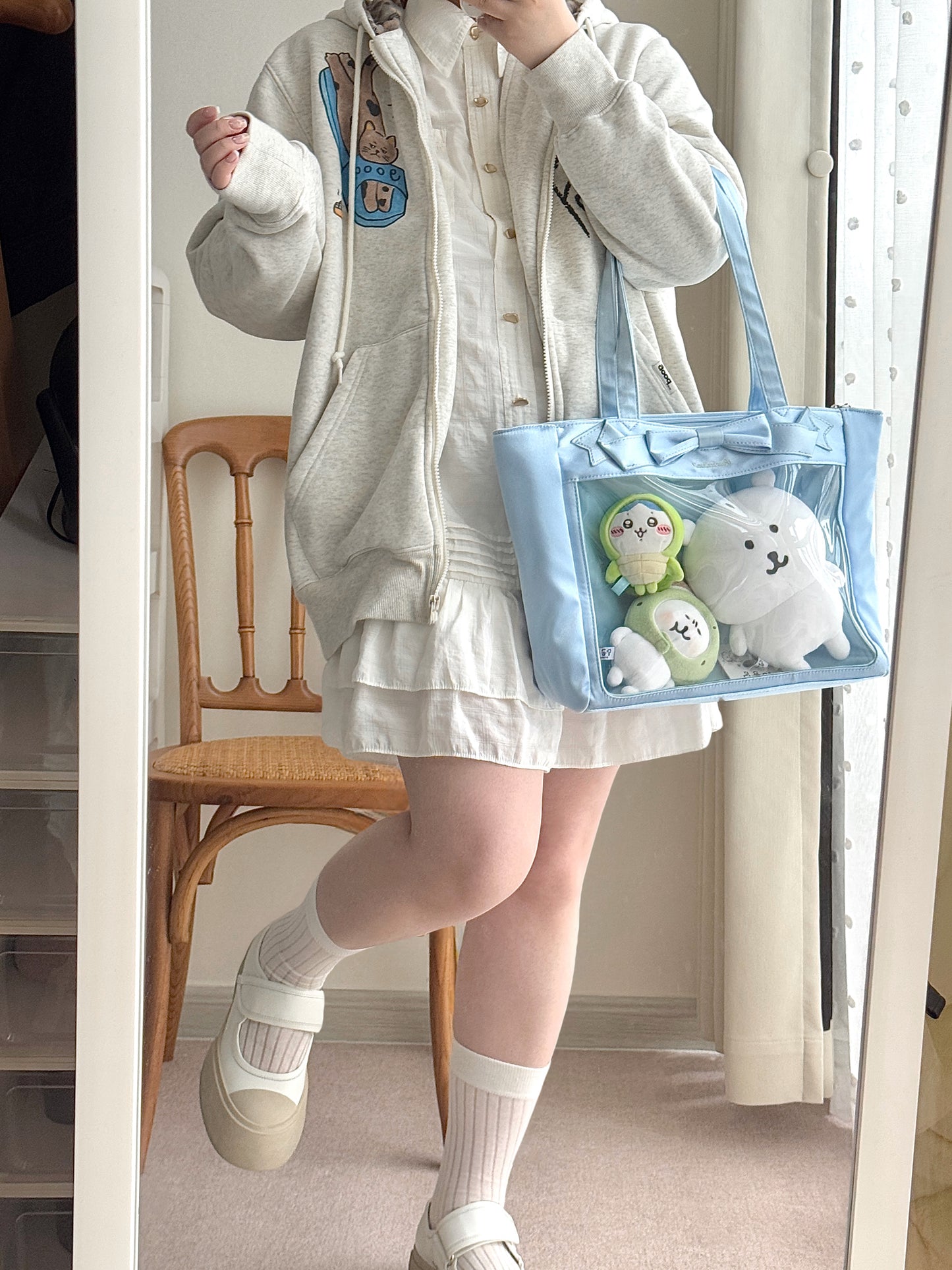 Cute Bow Satin Large-Capacity Tote Ita Bag