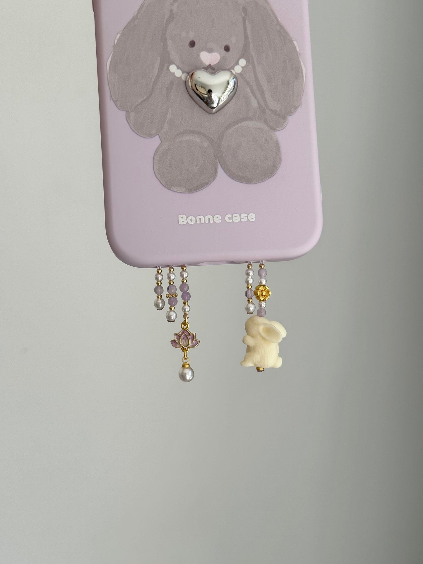 Cute Bunny Beaded Pendant With Phone Case