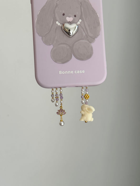Cute Bunny Beaded Pendant With Phone Case