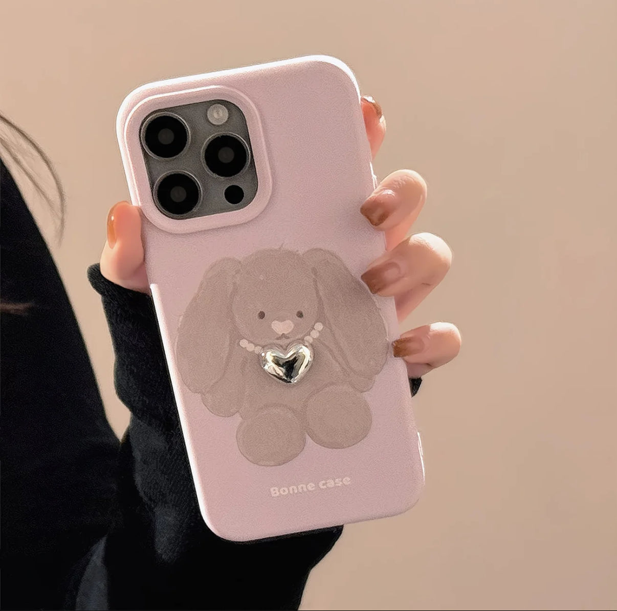 Cute Bunny Beaded Pendant With Phone Case