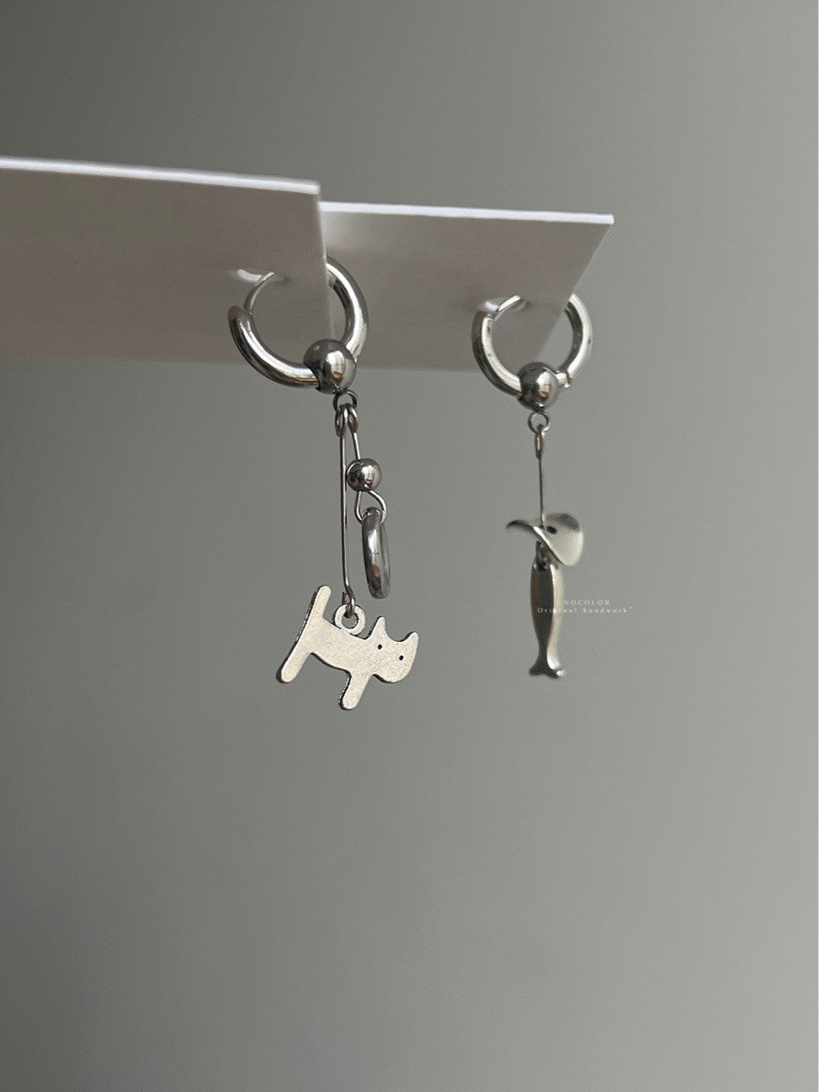 Cute Cat Asymmetric Earrings