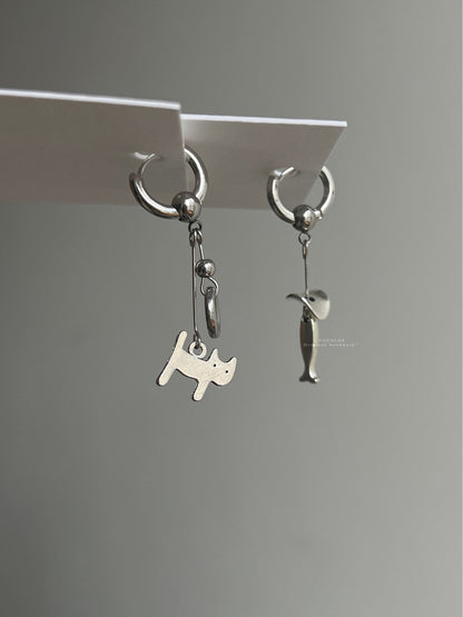 Cute Cat Asymmetric Earrings