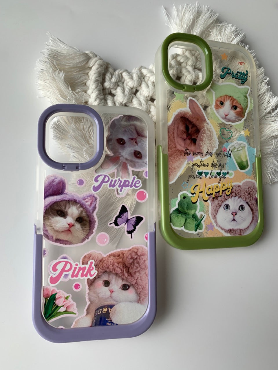 Cute Cats Printed Stand Phone Case