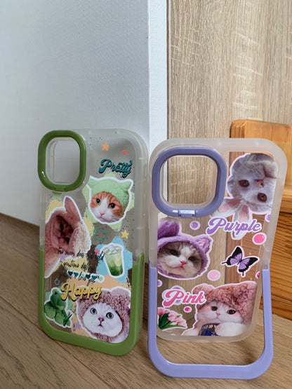 Cute Cats Printed Stand Phone Case