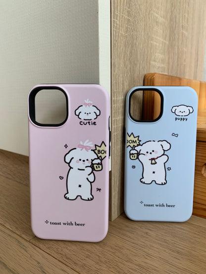 Cute Couple Puppy Double layer Phone Case