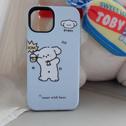 Cute Couple Puppy Double layer Phone Case