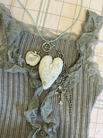 Cute Heart Music Note Apple Album Charm