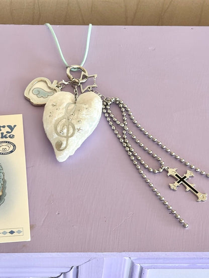 Cute Heart Music Note Apple Album Charm