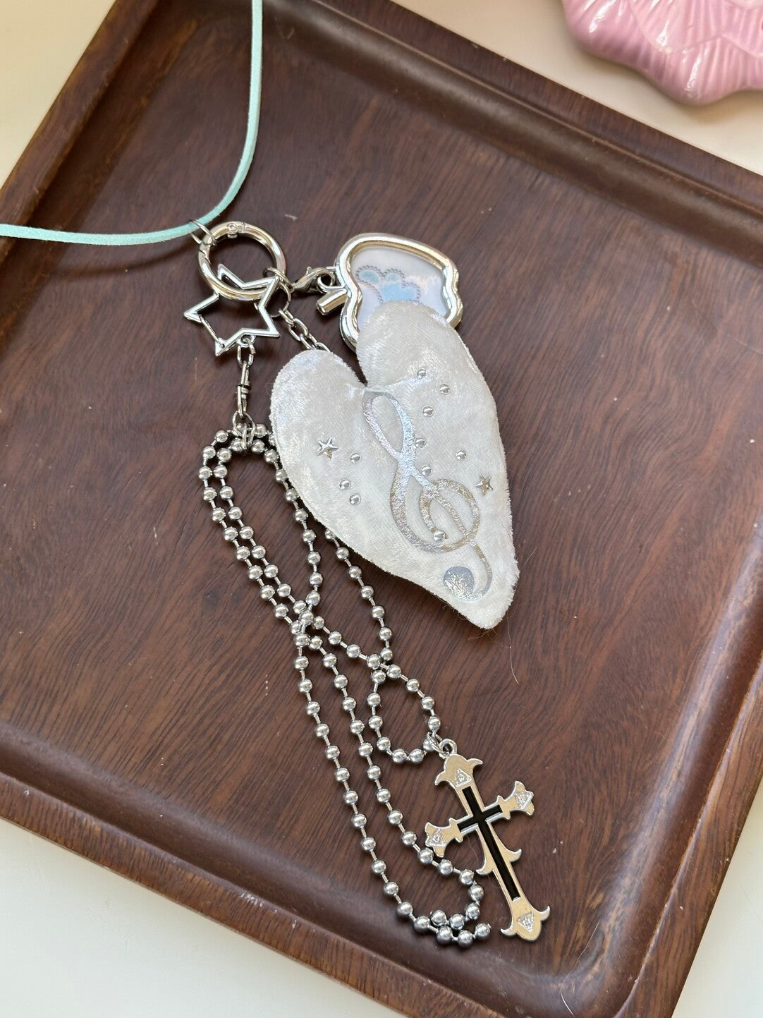 Cute Heart Music Note Apple Album Charm