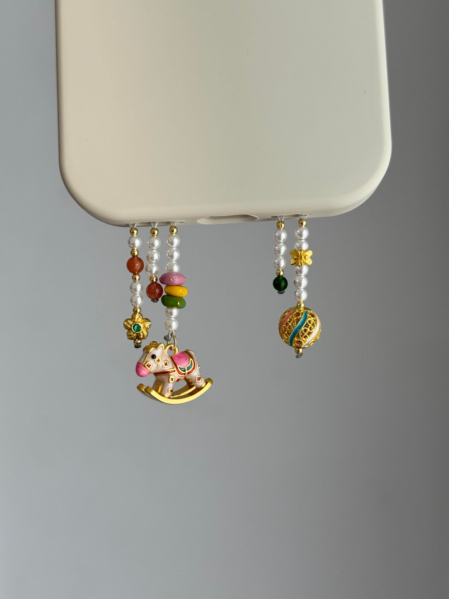 Cute Rocking Horse Beaded Pendant With Phone Case